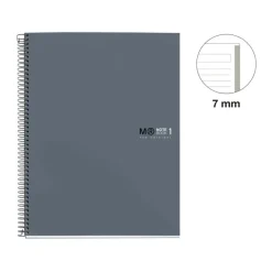 Notebook The Original, Couverture rigide, A4, lignes horizontales, 80 feuilles de 1 couleur, Miquelrius, Grafit.