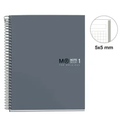 Notebook The Original, Couverture rigide, A5, quadrillage 5x5 mm, 80 feuilles de 1 couleurs, Miquelrius, Grafit.