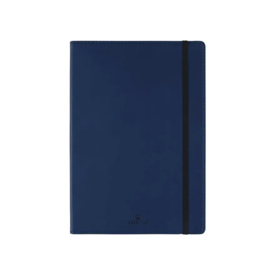 Oberthur - Cahier de notes - reliure cousue - A5 (148 x 210 mm) - 100 feuilles / 200 pages - papier ivoire - doublé - couverture marine - synthétique