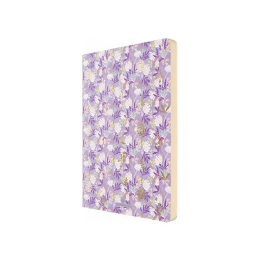 Oberthur - Cahier de notes - A5 (144 x 208 mm) - 100 feuilles / 200 pages - papier ivoire - doublé - purple flowers