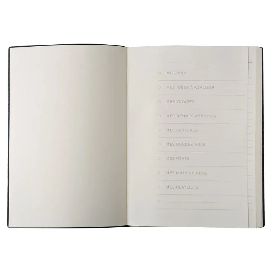 Oberthur - Carnet de notes en cuir - à élastiques A6 - noir