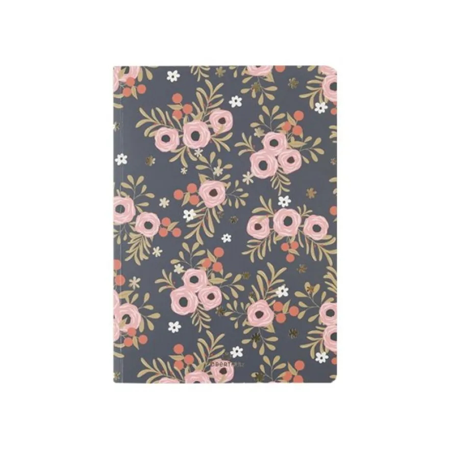 Oberthur Bahia - Carnet de notes souple - A5 - ligné - 200 pages - fleurs roses