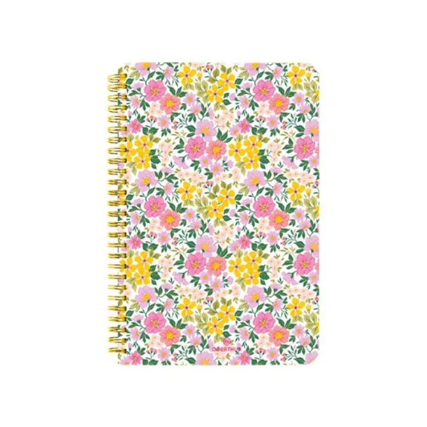 Oberthur Bali - Cahier de notes - fil-o - B6 (125 x 176 mm) - 100 feuilles / 200 pages - papier ivoire - doublé - floral - couverture jaune