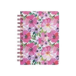Oberthur Bali - Cahier de notes - reliure à anneaux métalliques - B6 (125 x 176 mm) - 100 feuilles / 200 pages - papier ivoire - doublé - pink flowers