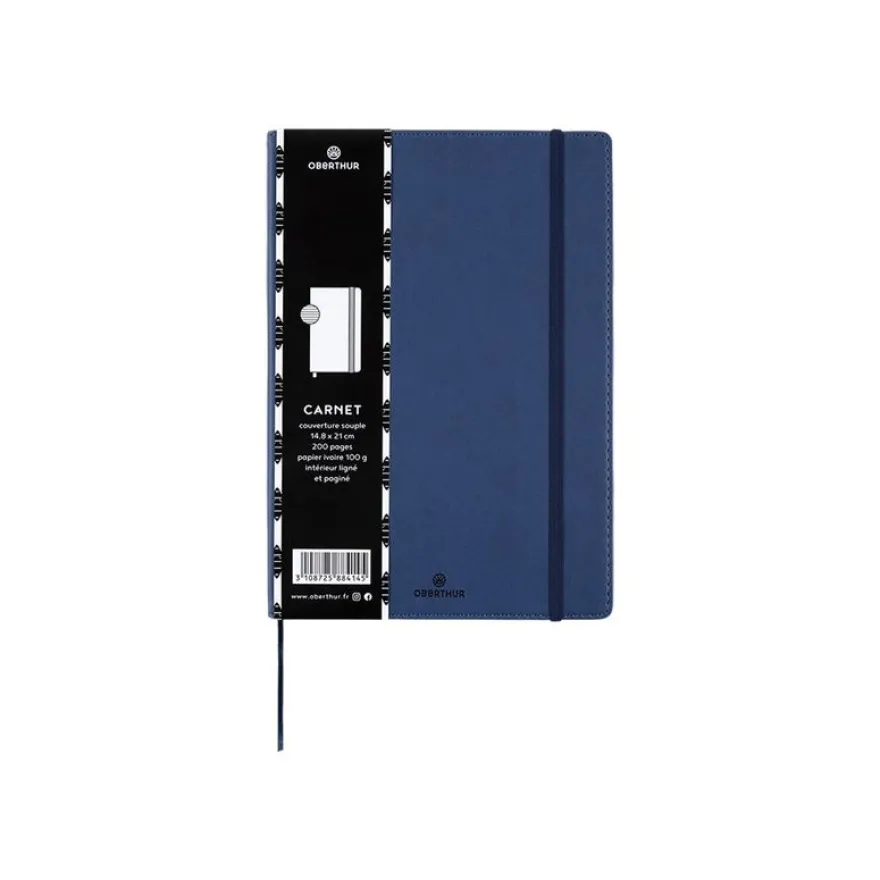 Oberthur Balthazar - Carnet de notes souple A5 - ligné - 200 pages - bleu