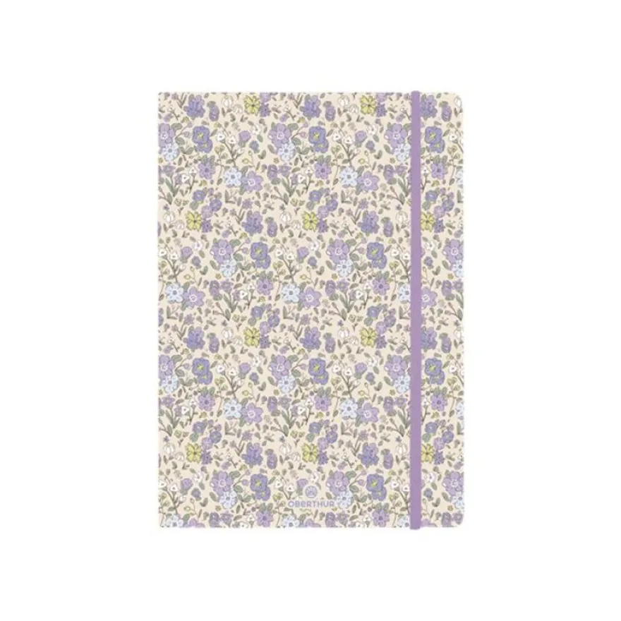 Oberthur Caracas - Cahier de notes - A5 (148 x 210 mm) - 100 feuilles / 200 pages - papier ivoire - doublé - purple flowers