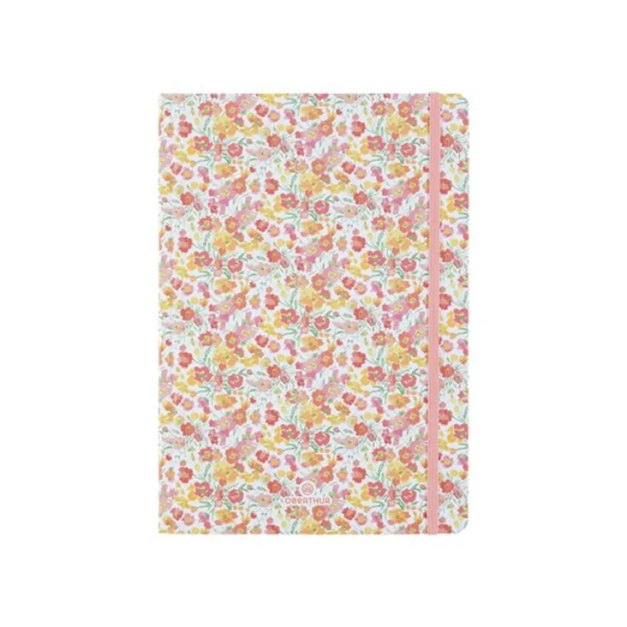 Oberthur Caracas - Cahier de notes - A5 (148 x 210 mm) - 100 feuilles / 200 pages - papier ivoire - doublé - orange flowers - couverture orange