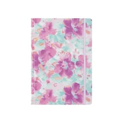 Oberthur Caracas - Cahier de notes - A5 (148 x 210 mm) - 100 feuilles / 200 pages - papier ivoire - doublé - pink flowers - couverture rose