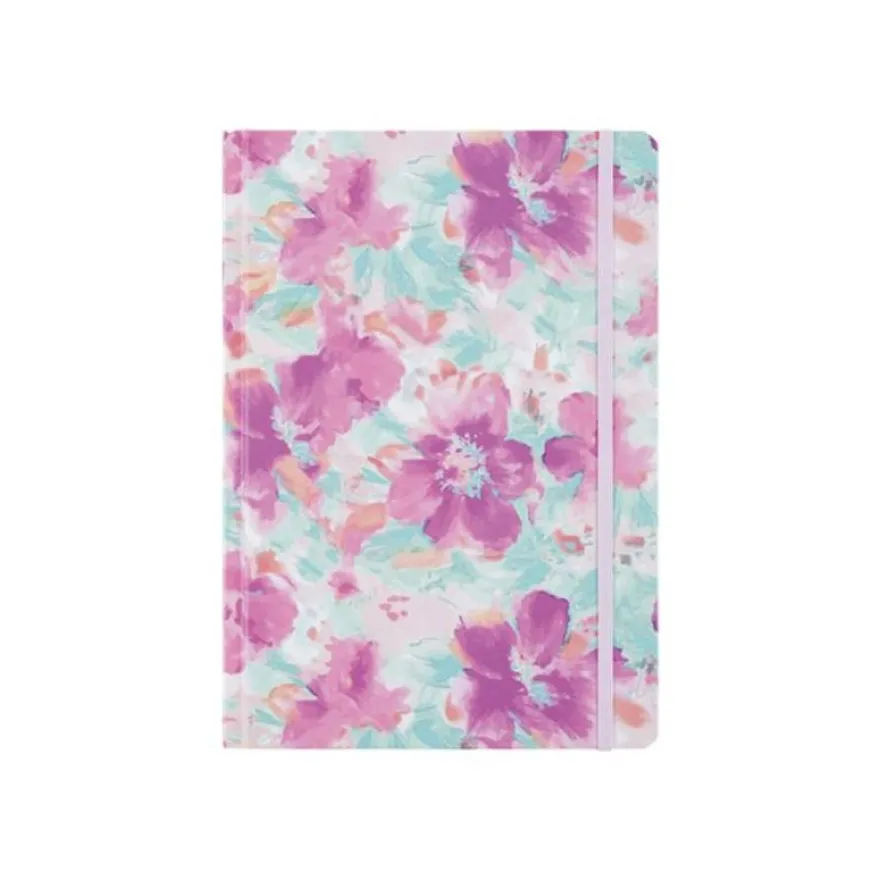 Oberthur Caracas - Cahier de notes - A5 (148 x 210 mm) - 100 feuilles / 200 pages - papier ivoire - doublé - pink flowers - couverture rose