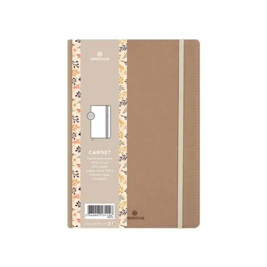 Oberthur Carmen - Carnet de notes souple - A5 - ligné - 200 pages - sable