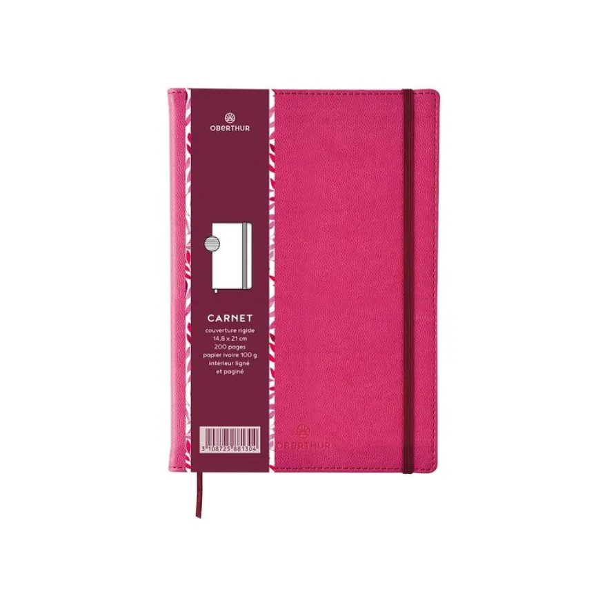 Oberthur Carmen - Carnet de notes rigide A5 - ligné - rose