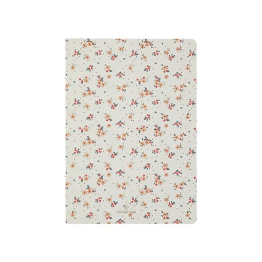 Oberthur Goya - Carnet de notes souple - A5 - ligné - 200 pages - petites fleurs fond beige