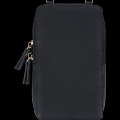 Oberthur Lisbonne - Sac Téléphone Noir – Petit Sac Bandoulière Élégant Mix-Matière, Porte-Monnaie Amovible, Range-Cartes Intégré