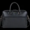 Oberthur Lisbonne - Sacoche Ordinateur 15,6'' Noir – Élégante et Fonctionnelle, Mix-Matière Tressé/Lisse, Sangle Trolley, Multiples Poches