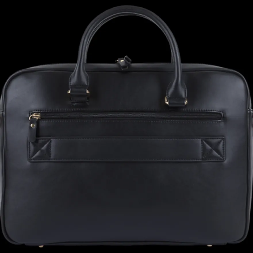 Oberthur Lisbonne - Sacoche Ordinateur 15,6'' Noir – Élégante et Fonctionnelle, Mix-Matière Tressé/Lisse, Sangle Trolley, Multiples Poches