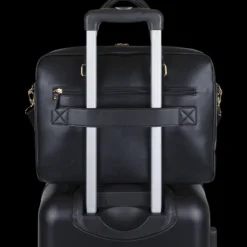 Oberthur Lisbonne - Sacoche Ordinateur 15,6'' Noir – Élégante et Fonctionnelle, Mix-Matière Tressé/Lisse, Sangle Trolley, Multiples Poches
