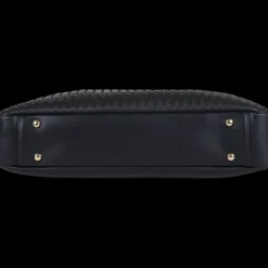 Oberthur Lisbonne - Sacoche Ordinateur 15,6'' Noir – Élégante et Fonctionnelle, Mix-Matière Tressé/Lisse, Sangle Trolley, Multiples Poches