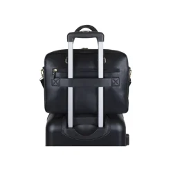 Oberthur Lisbonne - Sacoche Ordinateur 15,6'' Noir – Élégante et Fonctionnelle, Mix-Matière Tressé/Lisse, Sangle Trolley, Multiples Poches