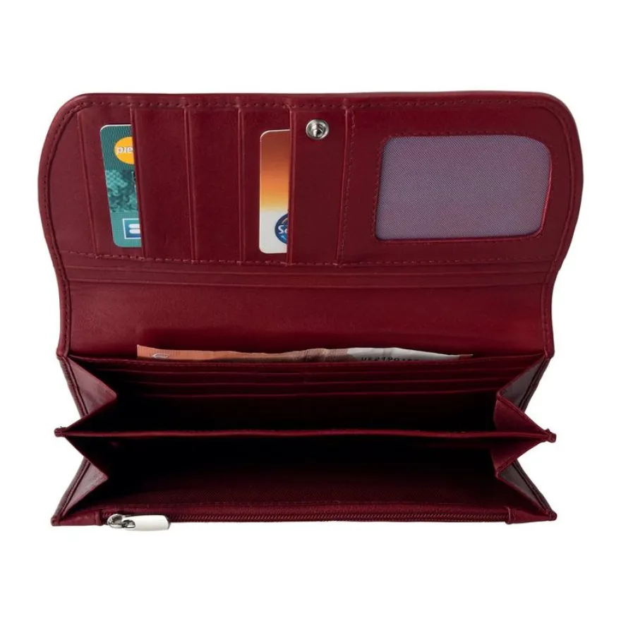 Oberthur London - Portefeuille compagnon cuir rouge