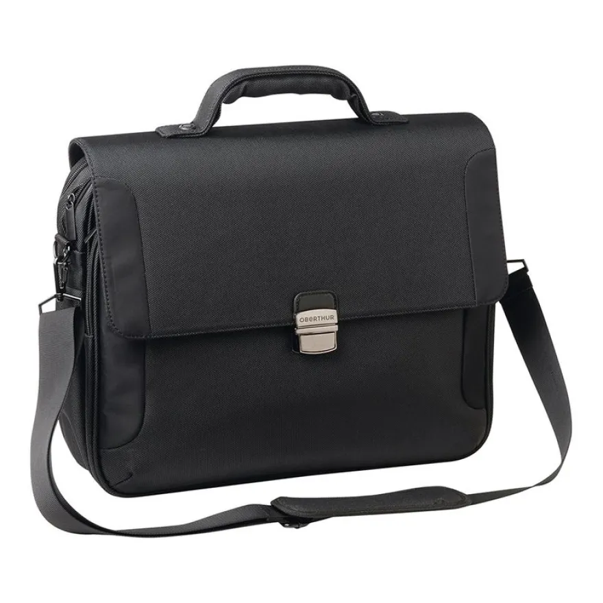 Oberthur Oklahoma - Cartable souple 3 soufflets - noir - 42 x 13 x 36 cm