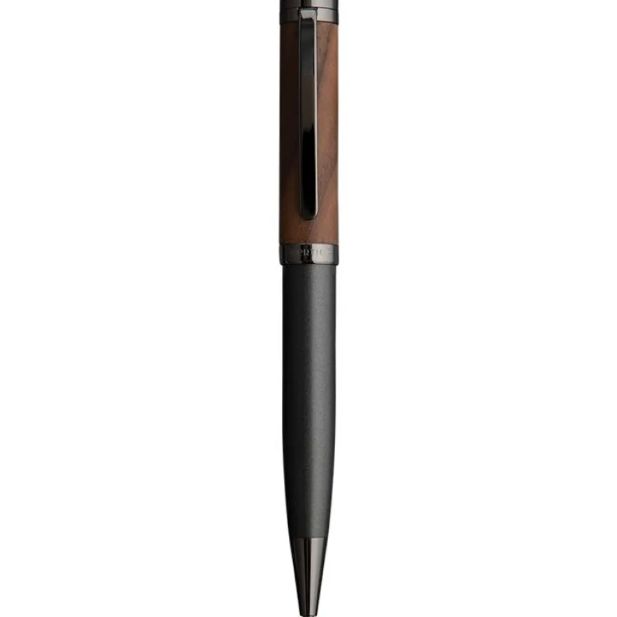 Oberthur Tandem - Stylo à bille bois de noyer / gris mat