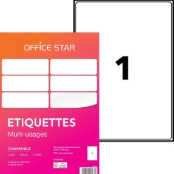 Office Star - 100 Étiquettes multi-usages blanches - 199,6 x 289,1 mm - réf OS43440