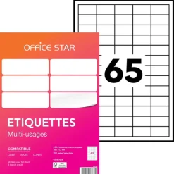 Office Star - 6500 Étiquettes multi-usages blanches - 38 x 21,2 mm - réf OS43424