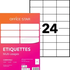 Office Star - 2400 Étiquettes multi-usages blanches - 70 x 37 mm - réf OS43474