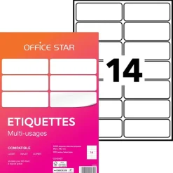 Office Star - 1400 Étiquettes multi-usages blanches - 99,1 x 38,1 mm - réf OS43437