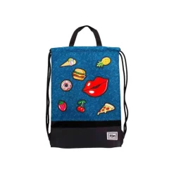 Oh My Pop! Patches - Sac à dos piscine cordon - 1 compartiment - bleu foncé - Karactermania