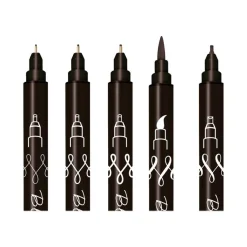 ONLINE Black Lettering - ensemble de stylo-brosse et crayon fin - noir - 5 pièces