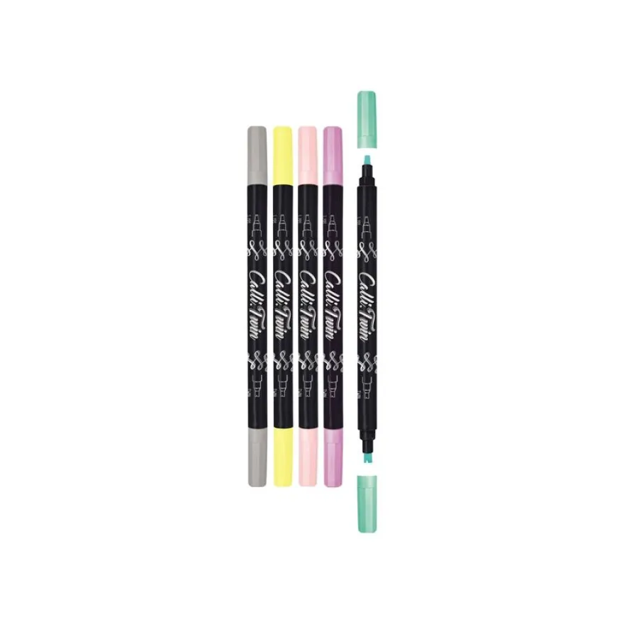 Online Calli Twin - Stylo pinceau à double embout - feutre de calligraphie - pastel