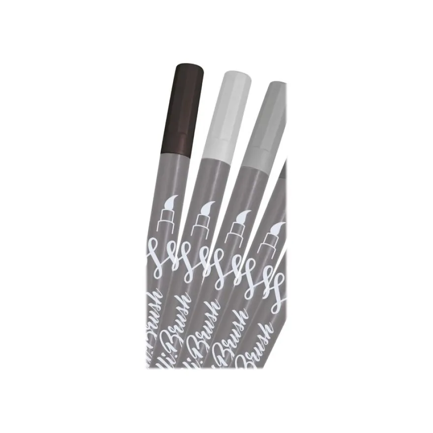 Online Calli.Brush Grey Edition - 5 Stylos pinceaux à double embout - couleurs grises assorties