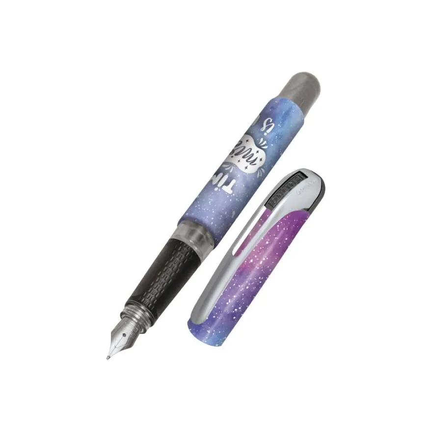ONLINE College - Stylo plume - time for miracles - bleu - 0.5 mm - pointe moyenne