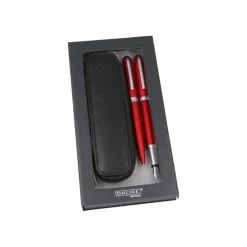 Online Eleganza - Parure stylo à bille/stylo plume - rouge satin