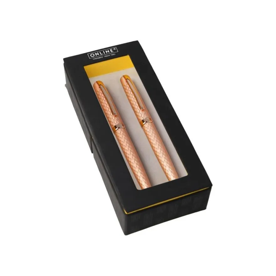 Online Eleganza Diamond - Parure de stylo à bille et stylo plume - rose doré