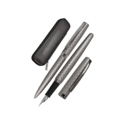 Online Eleganza Diamond - Parure de stylo à bille et stylo plume - titan (gris) - étui cuir