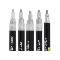ONLINE Lettering Set - 5 stylos-pinceaux différents, feutres fins et jeu de marqueurs - non permanent - argent