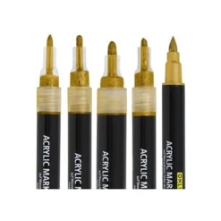 ONLINE Lettering Set - 5 stylos-pinceaux différents, feutres fins et jeu de marqueurs - non permanent - or