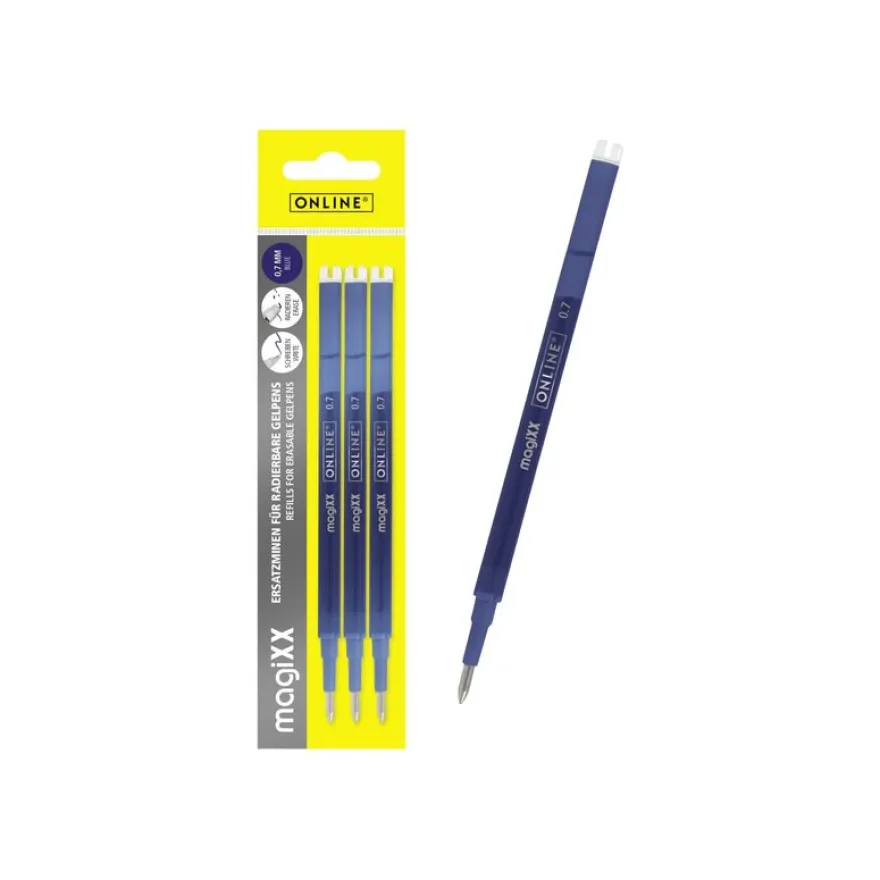 ONLINE magiXX - Recharge - non permanent - bleu - encre gel - 0.7 mm (pack de 3)
