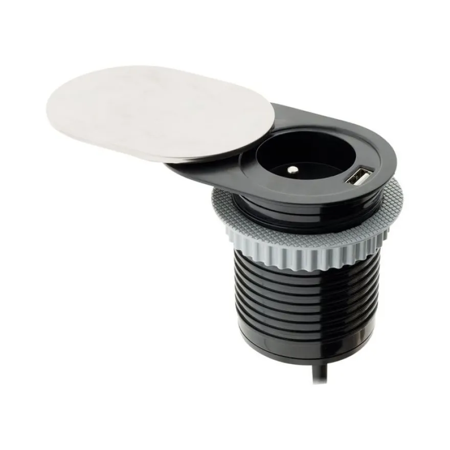 Otio - Coupe-circuit (encastrable) - recessed, sliding - CA 230 V - 3680 Watt - connecteurs de sortie : 1 (Type E, USB)