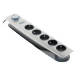 otio - Multiprise parafoudre 5 prises avec interrupteur - argent