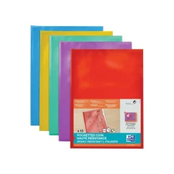 Oxford - 10 Pochettes coin - A4 - pour 25 feuilles - 15/100 - assorties transparents