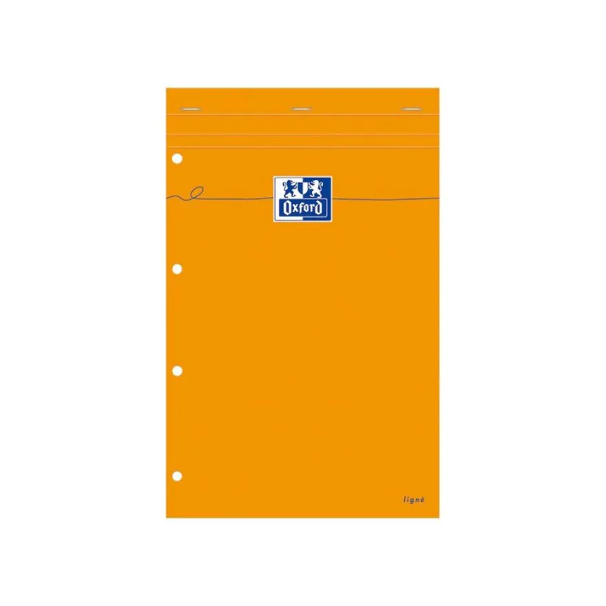 Oxford - Bloc notes - A4 + - 160 pages - ligné jaune - 80G - perforé - orange