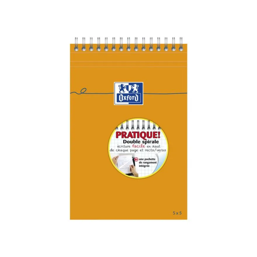 Oxford - Bloc notes à spirale - A5 - 160 pages - petits carreaux - 80G