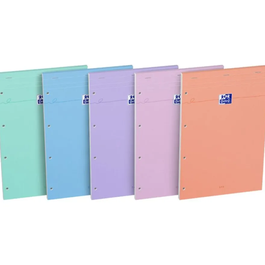 Oxford - Bloc notes perforé 21 x 31,5 cm - 160 pages - petits carreaux - disponible dans différentes couleurs Pastel