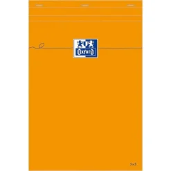 Oxford - Pack de 5 Blocs notes - A4 - 160 pages - petits carreaux - 80g - orange
