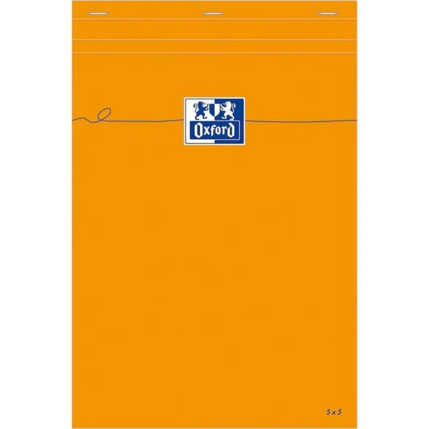 Oxford - Pack de 5 Blocs notes - A4 - 160 pages - petits carreaux - 80g - orange