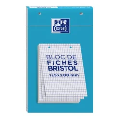 Oxford - Pack de 30 Fiches Bristol - 12,5 x 20 cm - petits carreaux - perforées - blanc