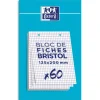 Oxford - Pack de 60 Fiches Bristol - 12,5 x 20 cm - petits carreaux - perforées - blanc